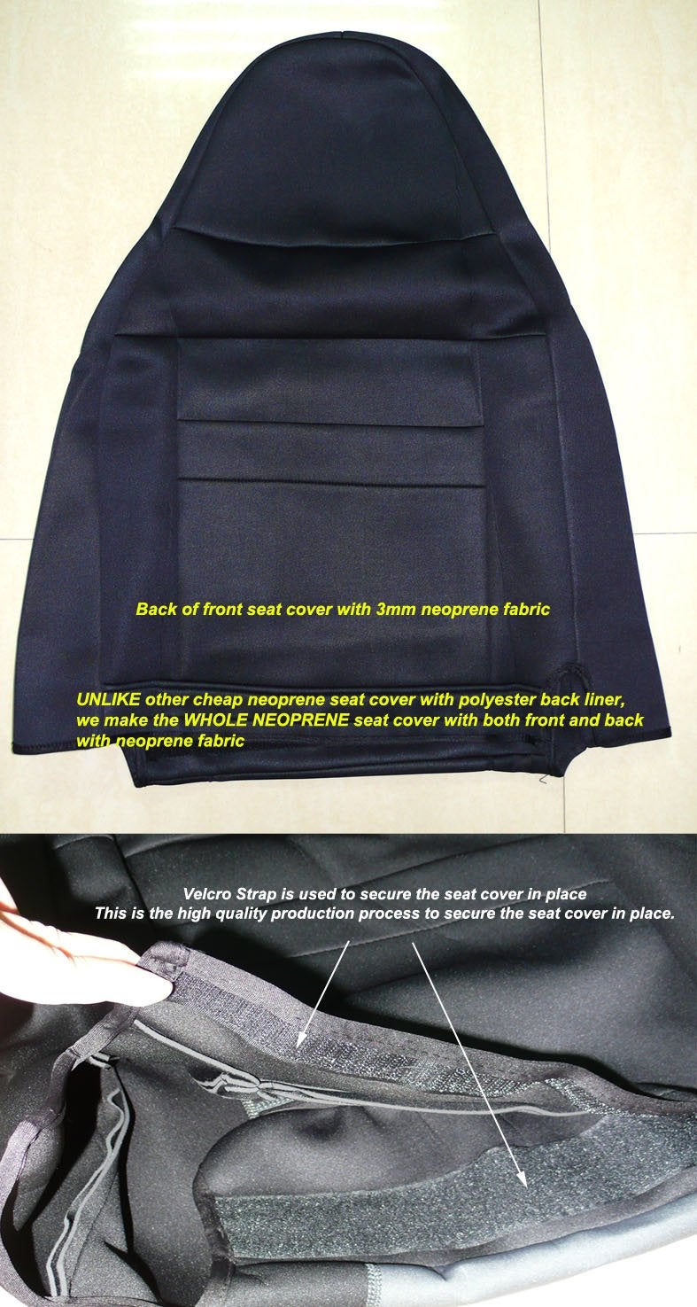 GEARFLAG Neoprene Seat Cover Set fits Wrangler TJ 1997-2002 Front and Rear Seat Set - Waterproof Custom Fit Seat Covers - Thermal Resistant (Full Black) - Image 5